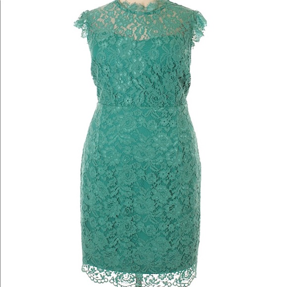 blue green lace dress